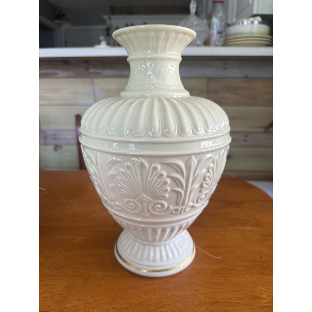 Vintage Lenox Athenian Collection 11” China Vase Cream Porcelain with Gold Trim